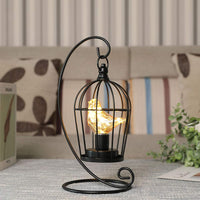 1 x RAW Customer Returns JHY DESIGN Hanging Bird Cage Bulb Lamp Battery Operated, 31cm High Cordless Table Lamp Decoration Wireless Metal Battery Table Lamp for Living Room Bedroom Party Wedding Garden Black  - RRP €29.57