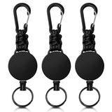 1 x RAW Customer Returns Retractable Badge Holder, 3pcs Retractable Badge Holder Keychain, Durable Carabiner Keychain, Extendable Keychain Badge Holder for Teacher, Doctor, Nurse Black Black Black  - RRP €9.9