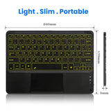 1 x RAW Customer Returns Keyboard Bluetooth Tablet with Touchpad Illuminated Rechargeable QWERTZ Keyboard Wireless Keyboard with 7 Colors Illuminated for iPad, Android Tablet, Microsoft Surface, Black - RRP €30.85