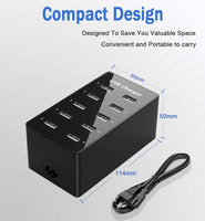 1 x RAW Customer Returns Multiple USB Charger, 10 Ports USB Charging Station, USB Wall Charger Desktop USB Charger, Intelligent USB Port for iPhone 12 13 14 Samsung S22 Ultra Z Flod Z Flip Xiaomi iPad iPod - RRP €23.88