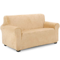 1 x RAW Customer Returns TIANSHU velvet armchair cover 2 seater, soft velvet plush couch cover stylish luxury furniture covers anti-slip high stretch armchair cover 2 seater, warm sand  - RRP €43.36