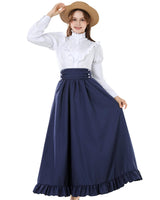 1 x RAW Customer Returns CR ROLECOS Women s Medieval Dress Victorian Dress Renaissance Dress for Women 1800s Classic 2-Piece Renaissance Dress Costume Navy Blue XL - RRP €54.35