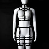 1 x RAW Customer Returns sigando Women s Punk Leather Body Harness Chest Straps Waist Leg Caged Lingerie Garter - RRP €36.99