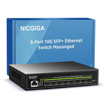 1 x RAW Customer Returns 8 Port 10G SFP Ethernet Switch Managed, with 8X 10Gb SFP Port, NICGIGA 10Gbps L3 Smart Managment SFP Network Switch, Link Aggregation, VLAN, QoS, ACL, Easy for 10G Router AP NAS PC NIC. - RRP €159.99