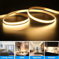 1 x RAW Customer Returns Wisada Dimmable COB LED Strip 4m, DC12V 320 LEDs m Flexible LED Light Strip, Indoor Non-Waterproof Warm White COB LED Tape Fairy Lights with Touch Dimmer Power Supply for Home Cabinet - RRP €28.22