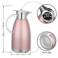 1 x RAW Customer Returns 2.3 liter stainless steel insulated jug, teapot, double layer vacuum coffee pot, stainless steel thermos flask, thermos flask coffee tea pink  - RRP €23.99