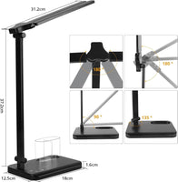 1 x RAW Customer Returns iVict Dual Swing Arm LED Desk Lamp, 5-Modes Touch Control Brightness Levels Desk Light with 45-Minute Auto-Off Timer, USB Charging Port, Memory Function, Ferrous - RRP €18.14