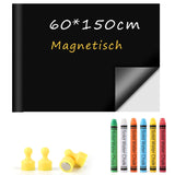 1 x RAW Customer Returns Blackboard film magnetic self-adhesive - 60 x 150cm, incl. magnetic film, 6 dustless chalks, 4 magnets - RRP €39.31