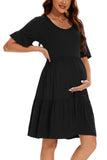 1 x RAW Customer Returns Smallshow Women s Maternity Dress Short Sleeve Summer Pregnancy Maternity Dress Black M - RRP €34.99