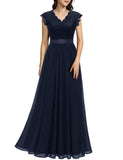 1 x RAW Customer Returns Dressystar Women s Maxi Long Evening Dress Elegant Wedding Cocktail Dress Band Navy L - RRP €64.99