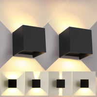 1 x RAW Customer Returns Mille Lucciole 2 Pieces Outdoor Indoor Wall Lights Modern Wall Lamp Black 6W 3000K Warm Light IP65 Waterproof Outdoor Wall Lights Square Aluminum Up Down Adjustable Design - RRP €43.36