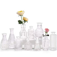 1 x RAW Customer Returns Mini Vases Set, 10pcs Small Glass Vase Vintage Decorative Vases Set Various Sizes Flower Vase for Table Decoration Centerpieces, Wedding Decorations Transparent - RRP €26.39