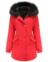 1 x RAW Customer Returns Vancavoo Women s Winter Jacket Jacket with Hood Coat Parka Coats Medium Length Thickened Warm Faux Fur Hoodie Outdoor, Red XL - RRP €57.98