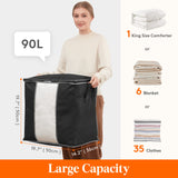 1 x RAW Customer Returns Lifewit 3 Pack 90L Storage Bag for Duvets, Foldable Storage Box with Lid Closet Wardrobe Organizer Moving Boxes Underbed Storage for Clothes, Black - RRP €20.98