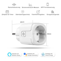 1 x RAW Customer Returns 2-Pack CNBINGO WLAN Smart Socket with Power Meter, Works with Alexa, Google Assistant, WiFi Mini Plug with Timer and Voice Control, Smart Home Socket Only 2.4GHz WiFi, 16A - RRP €17.14