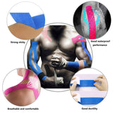 2 x Brand New Kinesiology Tape Physio Tape Therapy Tape for Athletic Sports, Recovery and Physiotherapy Free, Waterproof, Uncut 5cm x 5m, Pink Blue 2 Pack  - RRP €50.4