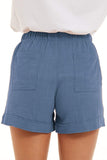 1 x RAW Customer Returns NEYOUQE Short Pants Women s Plain with Pockets Women s Summer Shorts Elastic Waistband with Drawstring Women s Trousers Short Casual Loose Linen Shorts Women s Dusty Blue M - RRP €28.22