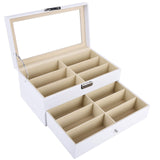 1 x RAW Customer Returns AUTOARK PU leather glasses box for storing 12 glasses, sunglasses, presentation showcase, white, AW-053 - RRP €36.29