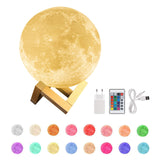 1 x RAW Customer Returns Moon lamp 3d print, moon lamp ball 15cm, luna lamp with remote control, moonlight lamp dimmable, moonlight RGB-16 color change - RRP €24.08