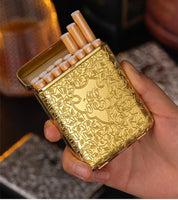 1 x RAW Customer Returns RWXCOW Metal Cigarette Case, For Men And Women, For 14 Cigarettes, Peaky Blinders Merchandise, Elegant Appearance And Special Qualities Golden - RRP €20.71