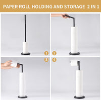 1 x RAW Customer Returns YUET Floor Standing Toilet Paper Holder, Stainless Steel, Toilet Roll Holder, Roll Holder with Weighted Base Without Drilling, Rustproof Toilet Paper Dispenser Holder, Black - RRP €19.99