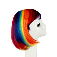 1 x RAW Customer Returns Bob wig carnival rainbow approx. 30cm for women and women, smooth colorful short hair wig for short hair Halloween Vika or Christmas theme party - RRP €16.13