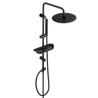 1 x RAW Customer Returns G rbach rain shower system with shelf, stainless steel shower set without fitting with round head shower black D20cm  - RRP €85.7