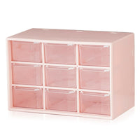 3 x Brand New RUBRYKAZ Mini Plastic Drawer Cabinet, Craft Organizers and Storage Used in Desk, 9 Removable Drawers for DIY Crafts, Art Supplies, Office Supplies - Pink - RRP €42.33