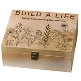 1 x Brand New arricraft 1 Wooden Keepsake Box, Line Wildflowers Build A Life Keepsake Box with Hinged Lids Keepsake Chest of Laughter and Love for Storage 24.5x19.5x10.3 cm - RRP €39.09