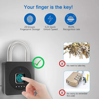 1 x RAW Customer Returns eLinkSmart Gym Padlock, Unlock by Fingerprint or iOS Watch App, Multi-User Waterproof Keyless Lock for Locker, Garage, Shed, School, Outdoor, Black - RRP €37.99