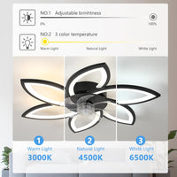 1 x RAW Customer Returns Pheashine 75CM Ceiling Fan with Light Silent, Ceiling Fan Chandelier with Remote Control LED Dimmable, Modern Fan Lamp for Bedroom, Living Room, Black - RRP €114.4