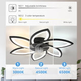 1 x RAW Customer Returns Pheashine 75CM Ceiling Fan with Light Silent, Ceiling Fan Chandelier with Remote Control LED Dimmable, Modern Fan Lamp for Bedroom, Living Room, Black - RRP €114.4