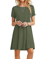 1 x RAW Customer Returns MOLERANI Women s Summer Dresses Casual T-Shirt Short Sleeve Beach Dress Loose Swing Women s Dress L, Army Green  - RRP €28.89