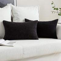 1 x RAW Customer Returns MIULEE Set of 2 Cushion Covers Decorative Cushion Grainy Decorative Cushion Cover Sofa Cushion Decorative Cover Soft Decorative Cushion for Living Room Bedroom 40 x 60 cm Black - RRP €20.49