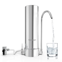 1 x RAW Customer Returns Vortopt Upgraded Faucet Water Filter - 8000 Gallon Stainless Steel Faucet Water Filter - Water Filter with KDF - Reduces Chlorine, Heavy Metals, Bad Odor, F7 1 Filter Included  - RRP €98.68