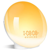 1 x RAW Customer Returns Daylight alarm clock light alarm clock wake up light sunrise sunset simulation alarm clock radio 7 nature sounds 2 alarms snooze 11 color light 20 brightness bedside lamp adults yellow  - RRP €36.99