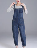 1 x RAW Customer Returns Vanchenl Women s Casual Loose Denim Dungarees Bib Adjustable Jean Overalls Romper Jumpsuit Harem Pants Dark Blue, XXL  - RRP €36.41