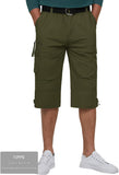 1 x RAW Customer Returns KEFITEVD 3 4 Pants Men s Cargo Shorts Long Bermuda Three-Quarter Pants with Multi Pockets Cotton Summer Pants with Elastic Band Army Green EU 33, CN XL - RRP €40.32