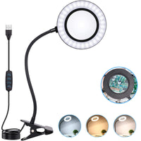 1 x RAW Customer Returns 6X Magnifying Glass Lamp with Metal Clamp - Extra Large 4.1 inch Lens Lights 3 Color Modes, Best for Circuit Boards, Repairs, Crafting, Reading, Sewing, Artwork - RRP €26.1