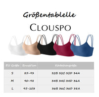 1 x Brand New CLOUSPO Women s Bralette Double Spaghetti Straps Bustier Women s Seamless Bra without Underwire Sports Bra Sleep Bra Set 1 3 6 Pack Pack of 3 Black White Red, S  - RRP €19.15