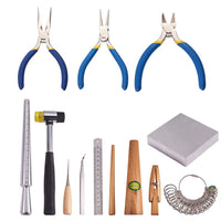 1 x RAW Customer Returns PandaHall Elite 12pcs Jewelry Making Tools, Hammer Anvil Ring Clamp Ruler Stick Sizer Awls Tweezers Side-Cutting Pliers Nose Pliers for Jewelry Making - RRP €56.99