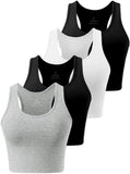 1 x RAW Customer Returns Star Vibe 4 pieces sports crop top set women s basic sports top tank tops women yoga sports top women fitness black white black light gray L - RRP €27.22