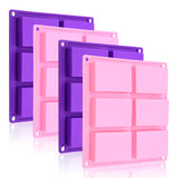 1 x RAW Customer Returns Rectangle Silicone Soap Molds, Homemade Soap Molds, 6 Cavity Cake Baking Molds, Chocolate Bar Molds, DIY Soap Making Trays for Crafting Pink Purple  - RRP €14.17