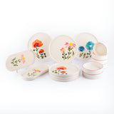 1 x RAW Customer Returns Piatti Naturali tableware set for 6 people for breakfast 14-piece plate set, dinner service, combination service, cake plate, dishwasher safe - Flowers - RRP €50.41