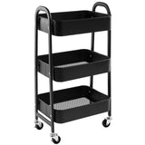 1 x RAW Customer Returns DOEWORKS Storage Cart 3-Tier Metal Utility Cart Rolling Cart Organizer Cart with Wheels for Kitchen Makeup Bathroom Office, Black - RRP €47.26