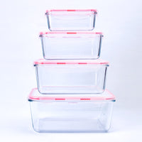 1 x RAW Customer Returns HUSANMP Set of 4 extra large glass food storage containers, glass containers with lids, glass storage containers, BPA-free, suitable for dishwasher, microwave, freezer. - RRP €43.36