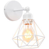 1 x RAW Customer Returns TOKIUS Wall Lamp Vintage 16CM Wall Light Indoor in Industrial Design Retro E27 Lamp Made of Iron Cage Lampshade Adjustable Ceiling Light for Hallway Living Room 1 Piece, White  - RRP €14.98