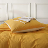 1 x RAW Customer Returns SOULFUL bed linen 220x240 cotton 3 pieces, bed linen sets yellow with zipper, similar texture to stone washed linen, contains 1 duvet cover 220x240 and 2 pillowcases 80x80 - RRP €55.45