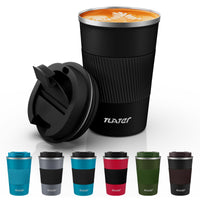 1 x RAW Customer Returns Tlater coffee mug to go, 380ml thermal mug - insulated mug with leak-proof lid, vacuum double-walled travel mug, stainless steel travel mug coffee-to-go mug for coffee and tea black  - RRP €12.7