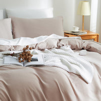 1 x RAW Customer Returns AShanlan bed linen 155x220 taupe 2 pieces 100 microfiber plain bed linen set with 1 pillowcase 80x80 cm khaki bed linen with zipper soft and iron-free - RRP €29.23